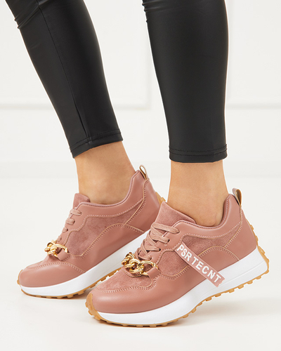 Pink women's sports shoes with a gold chain Nerika - Footwear