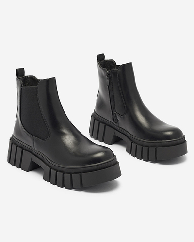 Black women's boots on a thicker sole Olilno- Footwear