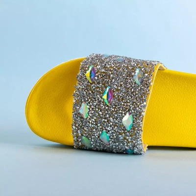 OUTLET Женские тапочки на платформе желтого цвета с фианитом Sailor - Обувь