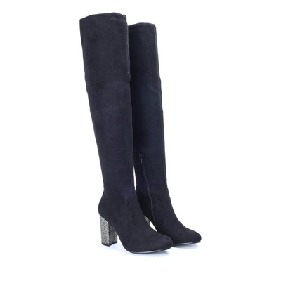 Black boots on a high post Crystal - Footwear