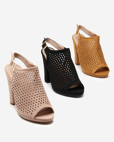 Women's openwork sandals on the post in beige Melliani - Footwear