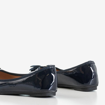 Navy blue patent ballerinas with Marco bow - Footwear