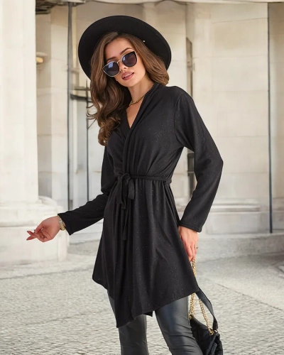 Women's black knotted cardigan - Clothing