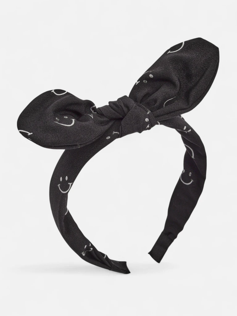 Royalfashion Children's headband with a bow with a smiley face print