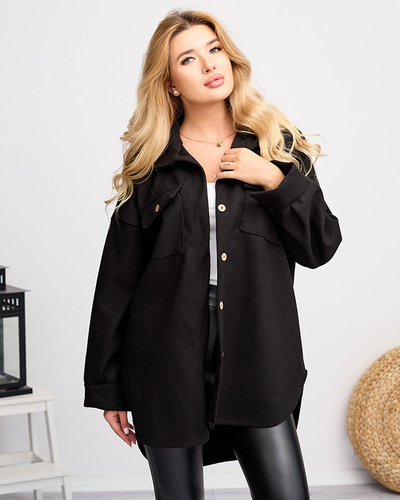 Black women's oversize shirt jacket - Clothing
