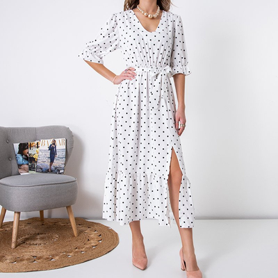 White women's long pea dress - Clothing