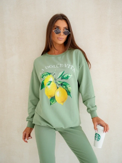 Royalfashion Women's cotton set with lemon sweatshirt and leggings