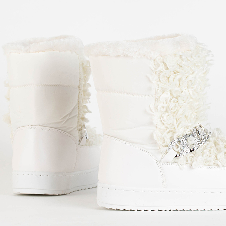 OUTLET White women's snow boots with decorative upper Porto- Footwear