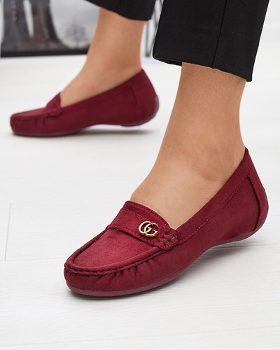 Maroon women's moccasins on low covered heel Lemira - Footwear