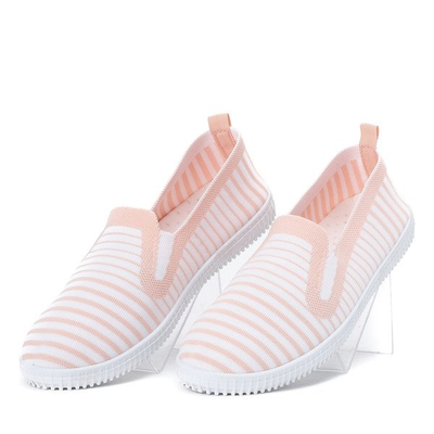 Pomarańczowe slip - on w paski Erela - Obuwie