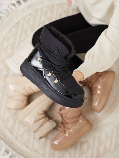 Royalfashion Sieviešu slips-on sniega zābaki melnā krāsā Dabenda