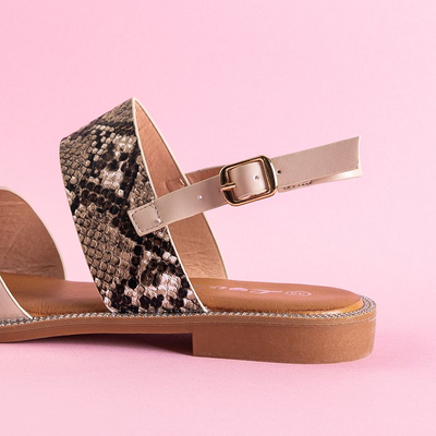 Beige snake women's sandals Venilia - Footwear