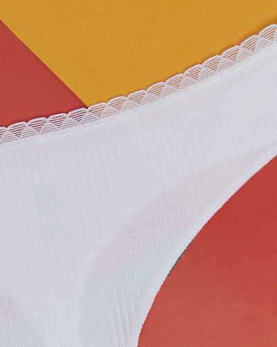Women's white ribbed thong - Underwear