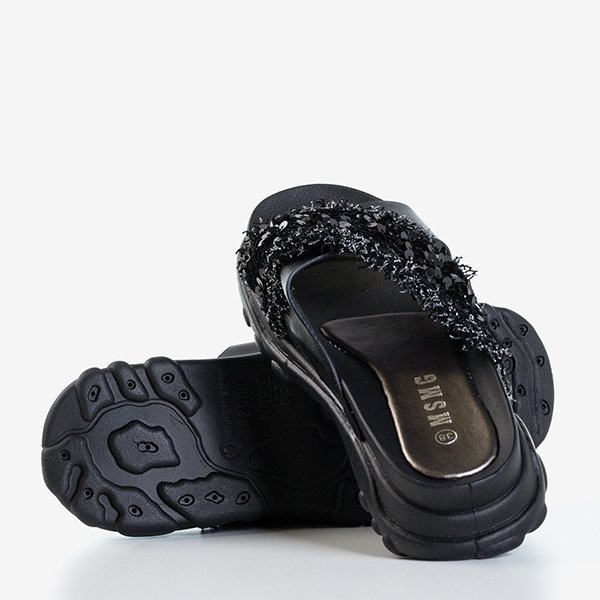Black women's flip-flops with sequins Kobi - Footwear