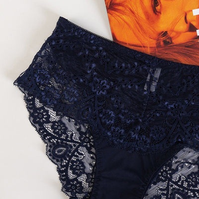 Темно-синие женские трусы с кружевом PLUS SIZE