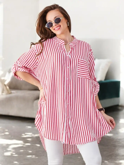 Royalfashion Viskozes garš sieviešu svītrains krekls