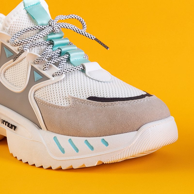 White men's sneakers with mint elements Gain - Footwear