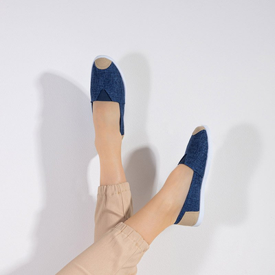 Women's navy blue espadrilles made of Mirlenace fabric - Footwear