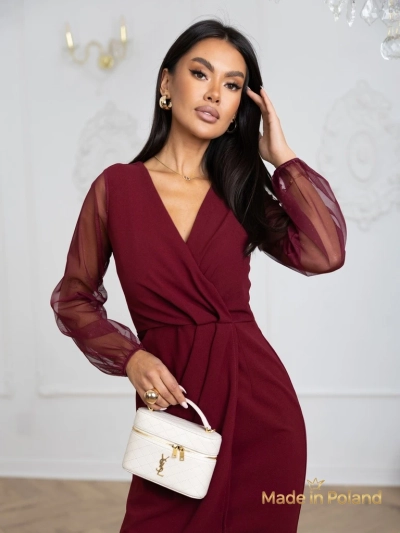 Elegant Women's Mini Dress with Mesh Sleeves Melisa