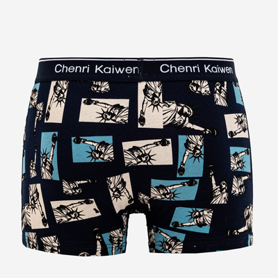 Navy blue men's boxer shorts with print - Underwear