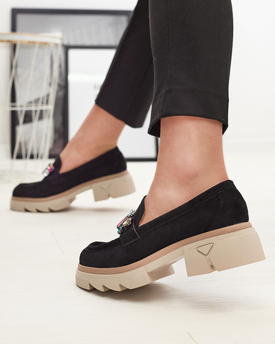 Черные ажурные женские мокасины с декором Bokkso - Обувь