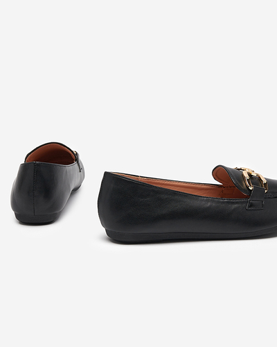 OUTLET Women's black eco-leather loafers Kesine - Footwear