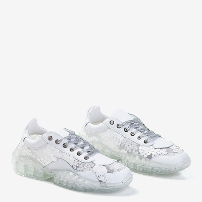 White women's sports shoes with sequins Polja - Footwear