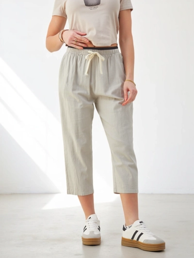 Royalfashion Kokvilnas platajās bikses sievietēm ar auklu