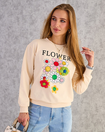 Royalfashion Sieviešu kokvilnas džemperis ar plānu apdruku