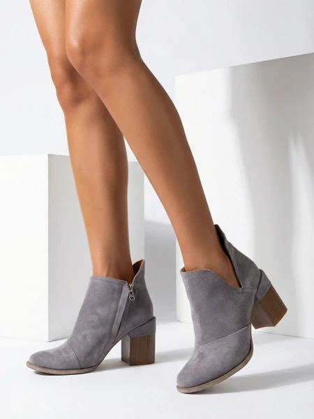 Luna Women's Ankle Boots Dove Gray Leather Elegant for Autumn