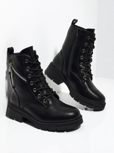 Venus Women's Ankle Boots Black Leather Elegant for Autumn