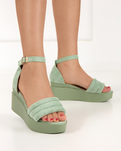 Green women's wedge sandals Okita - Shoes