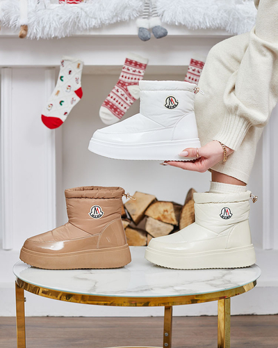 Royalfashion Women's slip-on snow boots in white color Ademra