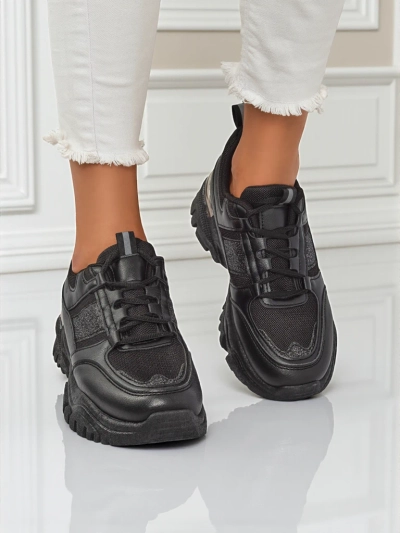 Arete Nero women's flat ecological leather sneakers