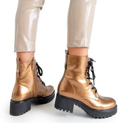 Ladies' gold lacquered Minna Workers - Footwear