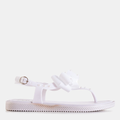 White women's sandals a'la flip-flops with a Domala bow - Footwear