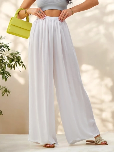 Royalfashion Viscose straight women's trousers made of fabric