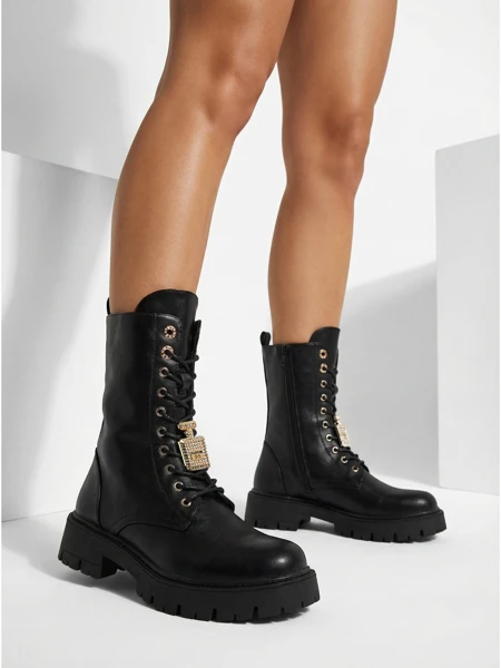 Eco-leather laced women's ankle boots Venit