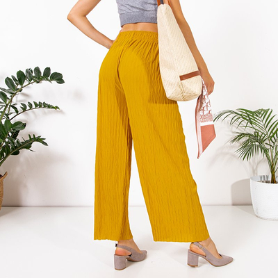 Loose yellow knitted palazzo trousers - Clothing