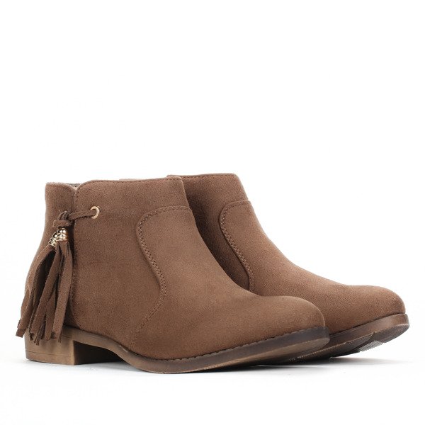 Brązowe botki zamszowe - Obuwie