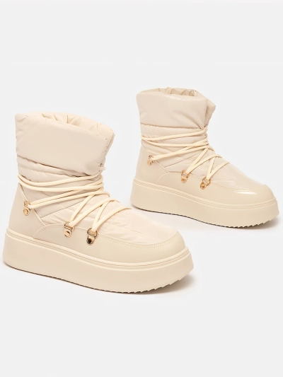 Royalfashion Women's slip-on snow boots in cream color Dabenda