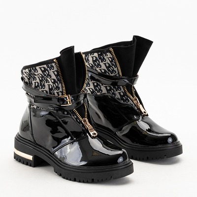 Black women's lacquered boots Rubiska - Footwear