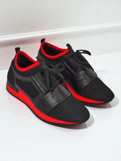 Women's Artemida Nero sneakers made of fabric and eco-leather with a red accent