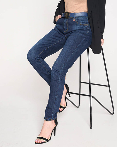 Straight women's jeans, navy blue - Clothing