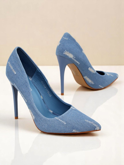 Royal Fashion Women's Denim High Heel Pumps