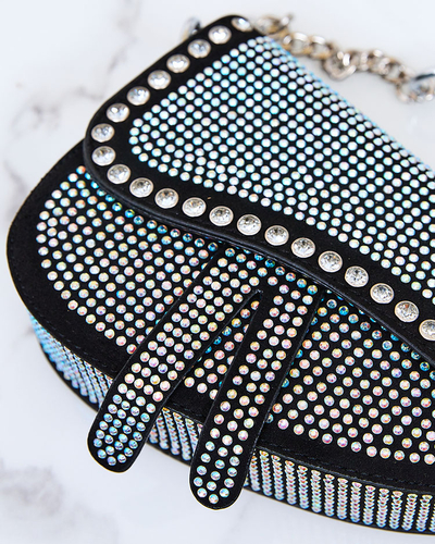 Royalfashion Black women's handbag with pearl zircons