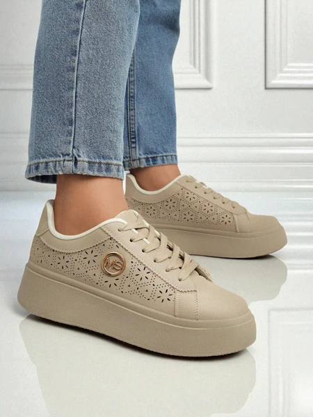 Women's platform sneakers Callista Royalfashion ecru eco-leather