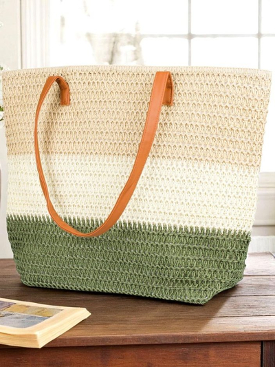 Royal Fashion Large Women's Straw Bag with Bold Stripes