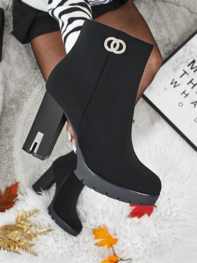 Stella Black Elegant Heel Ankle Boots