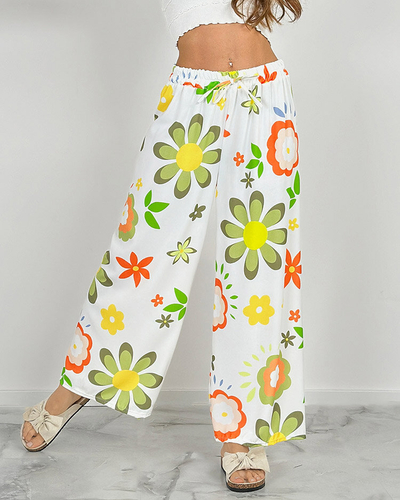 Royalfashion Sieviešu platās bikses ar ziedu rakstu